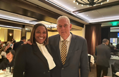 Teri Helenese with former St. Lucia Prime Minister Allen Chastanet