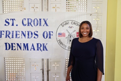 Teri at the St. Croix Friends of Denmark and the 175th Emancipation Commemoration Ceremony